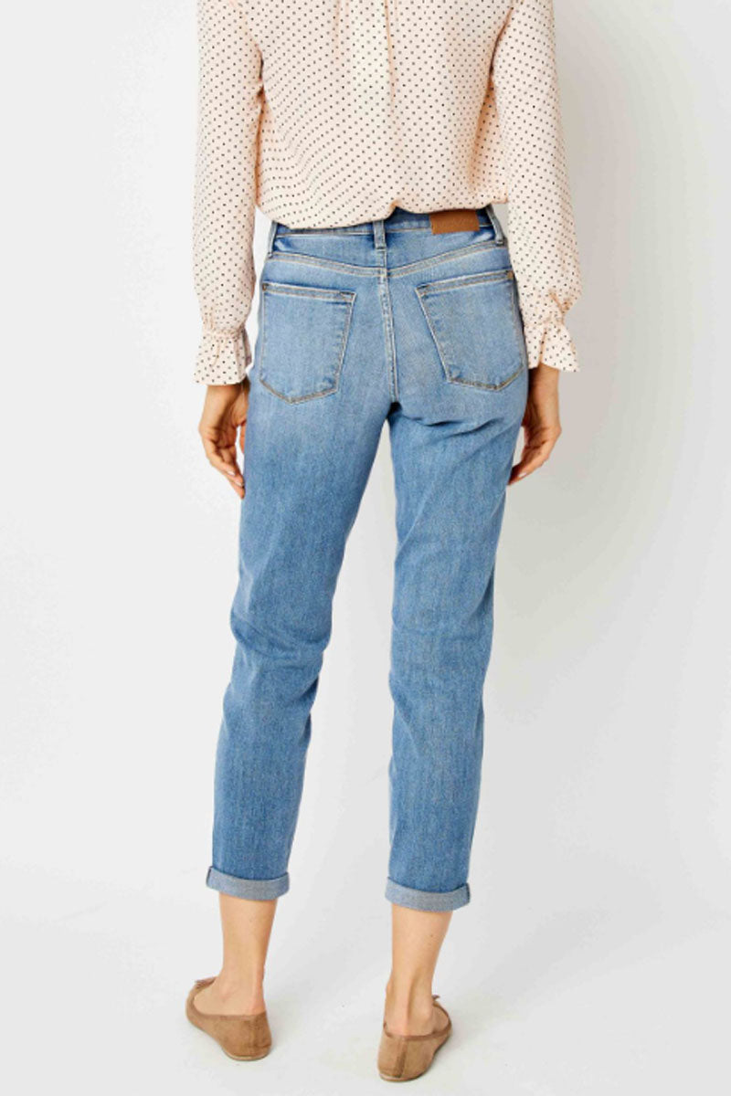 Mid Rise Cuffed Slim Jeans