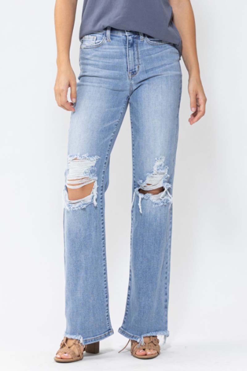 90'S Destroyed Straight Leg