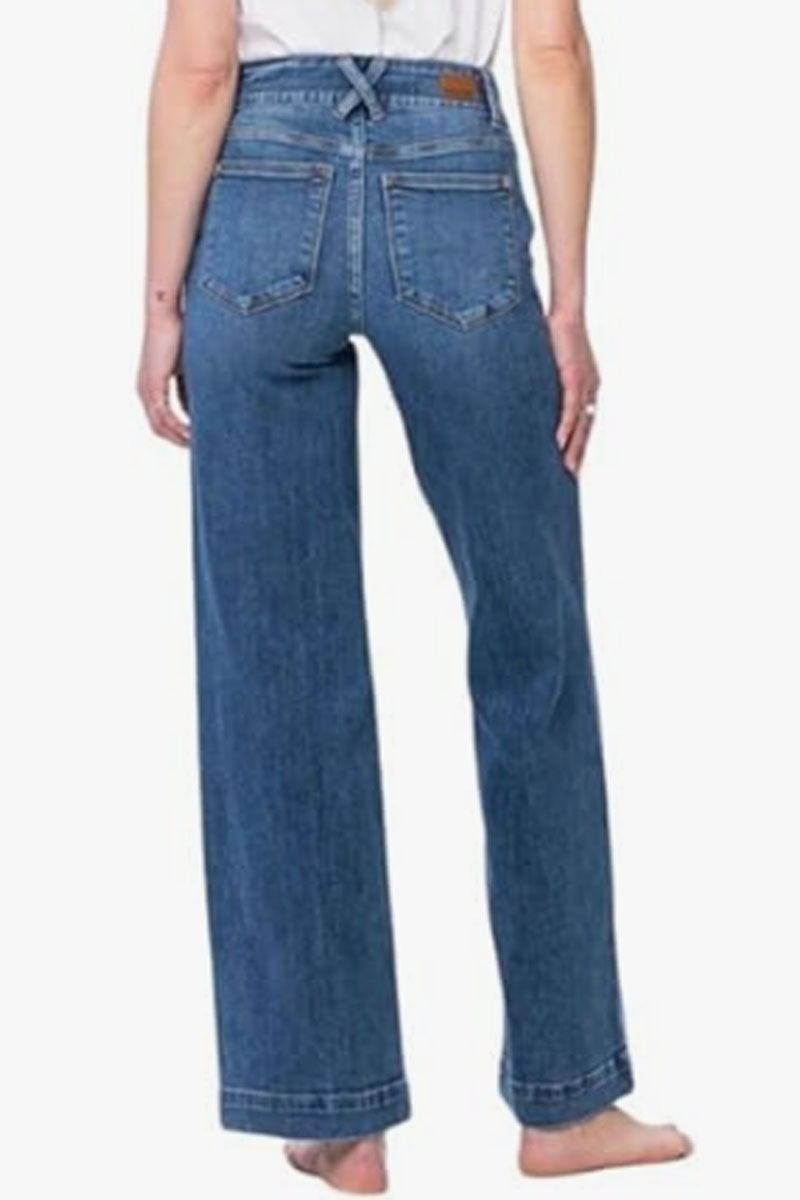 Double Button Waistband Wide Leg