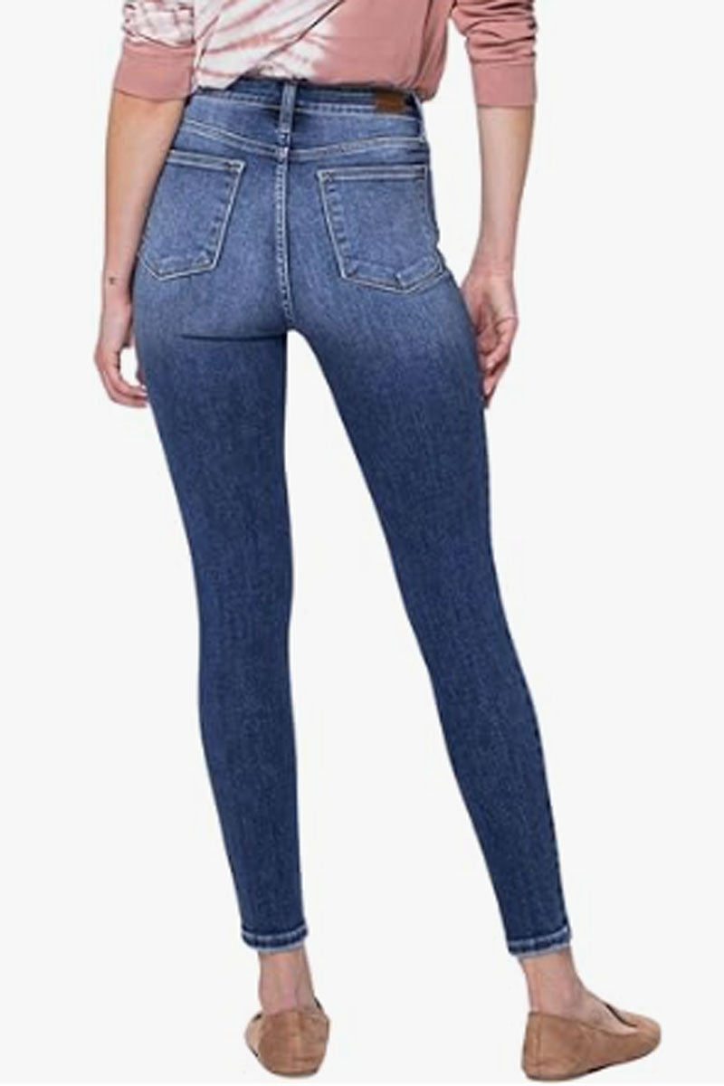 High Rise Exposed Button Fly Skinny Jeans