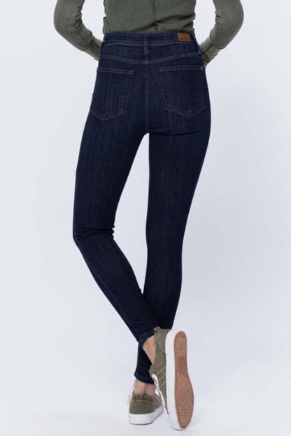 High Rise Button Fly Skinny Jeans