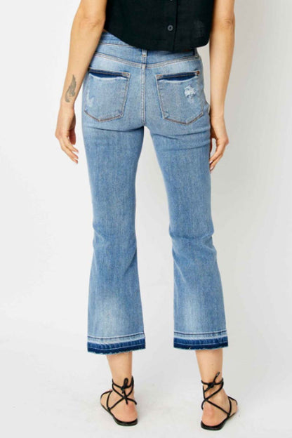 Mid Rise Release Hem Cropped Bootcut