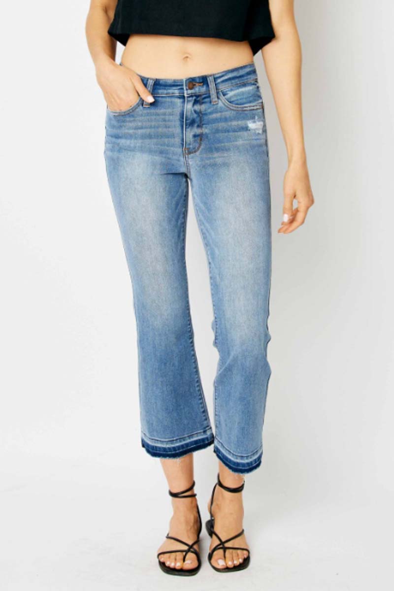 Mid Rise Release Hem Cropped Bootcut