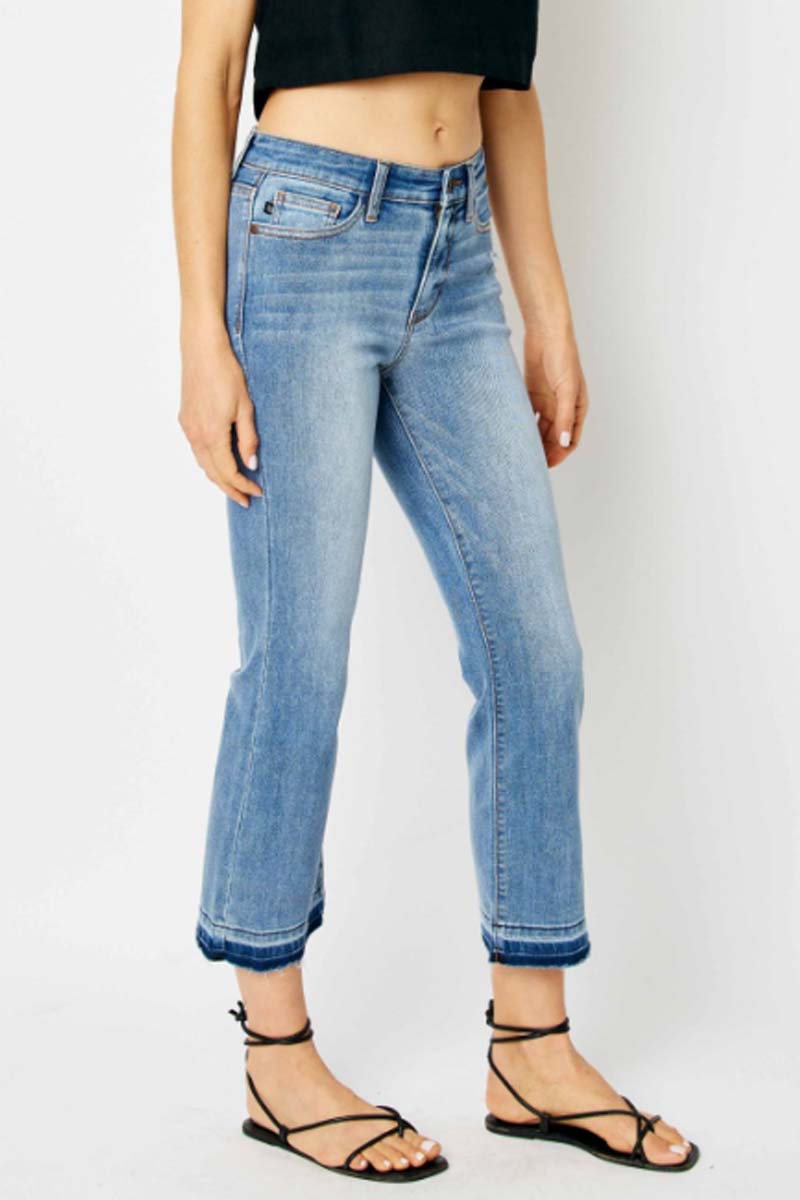 Mid Rise Release Hem Cropped Bootcut