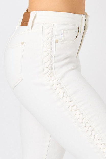 Side Seam Braided Detail Relaxed Skinny