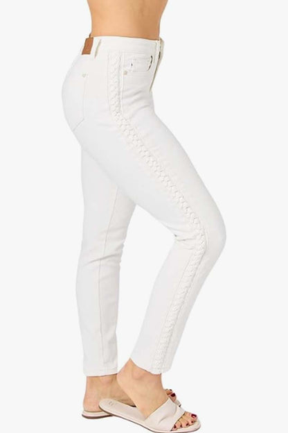 Side Seam Braided Detail Relaxed Skinny