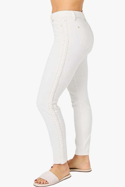 Side Seam Braided Detail Relaxed Skinny